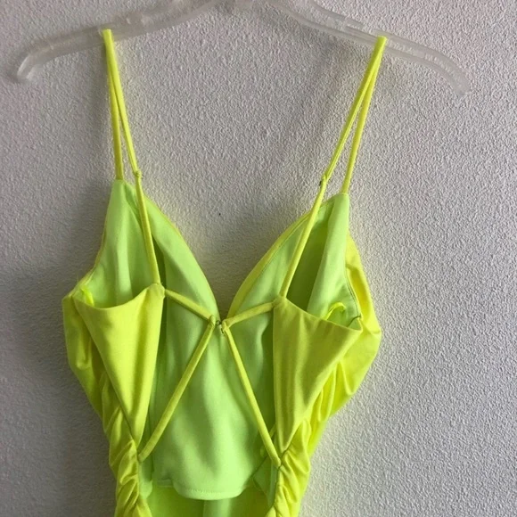 La Femme Neon Yellow Strappy Back Formal Gown - Picture 7 of 13